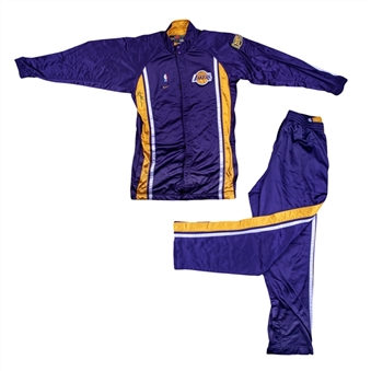 2000 Rick Fox NBA Finals Game Used & Signed Los Angeles Lakers Road Warm Up Suit (Fox LOA)